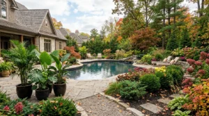 garden in a pool