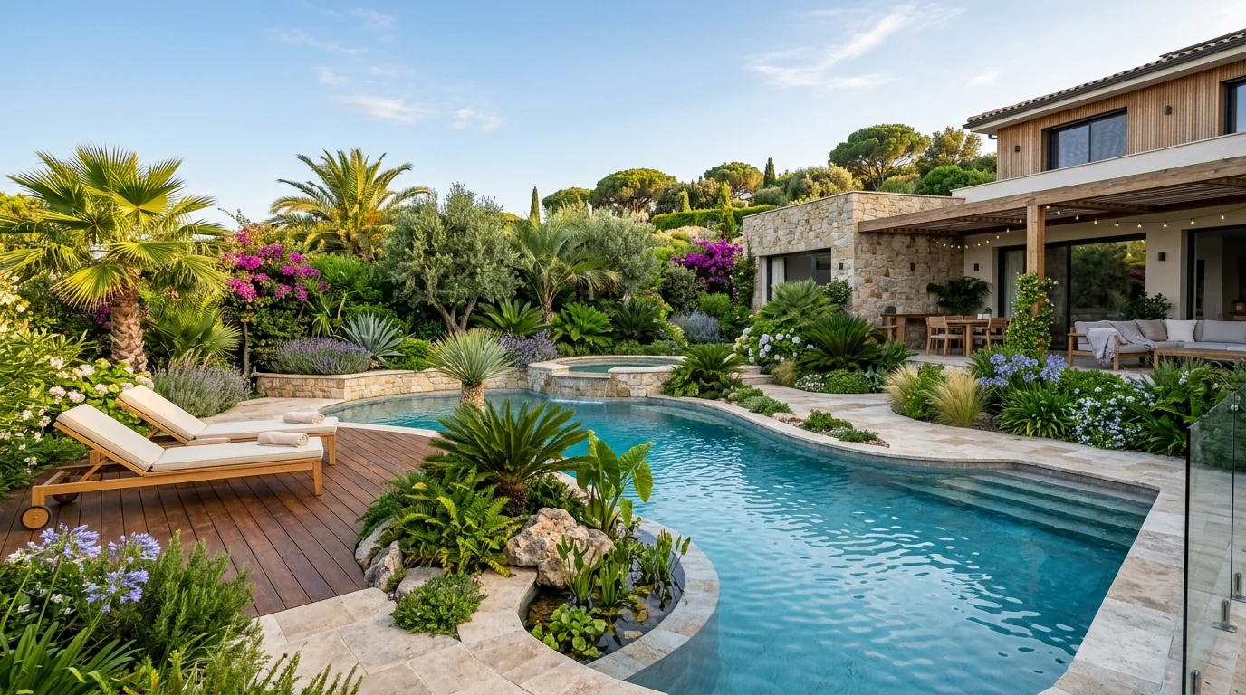 garden in a pool